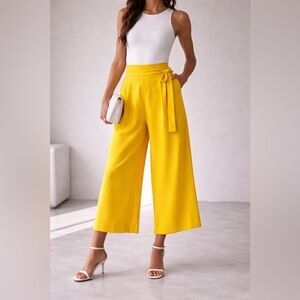 Zara Yellow Wide-Leg Cullottes Pants | US L